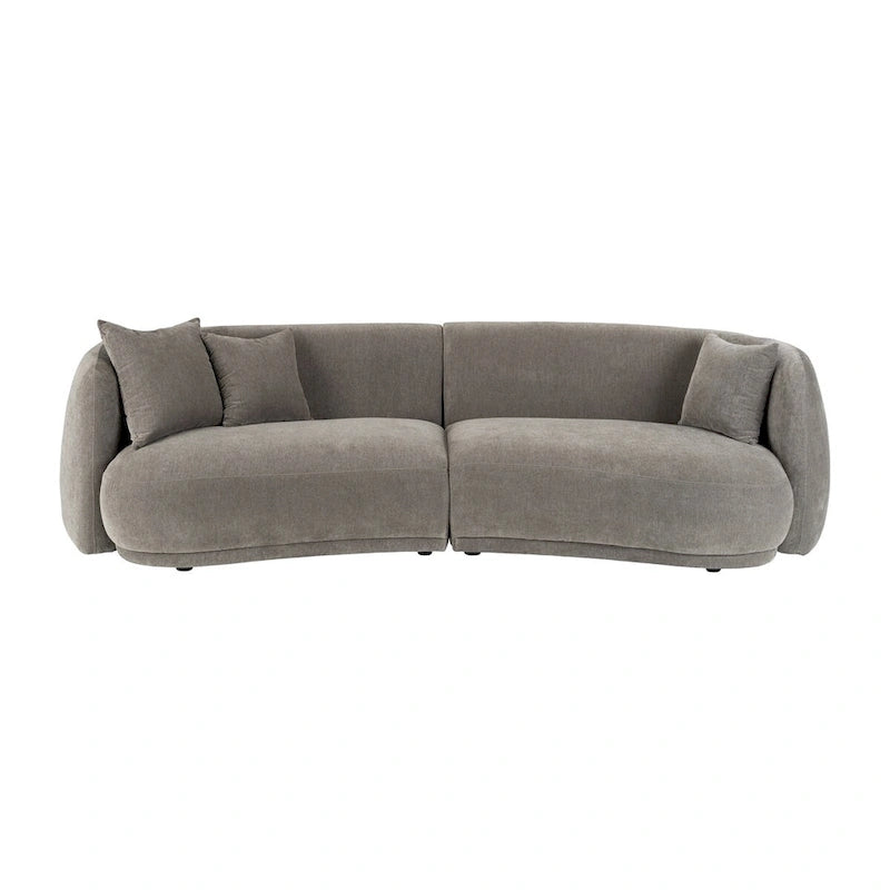 Divano Curvo Rettangolare Moderno Neutro a 4 Posti - 117 x 49 x 31