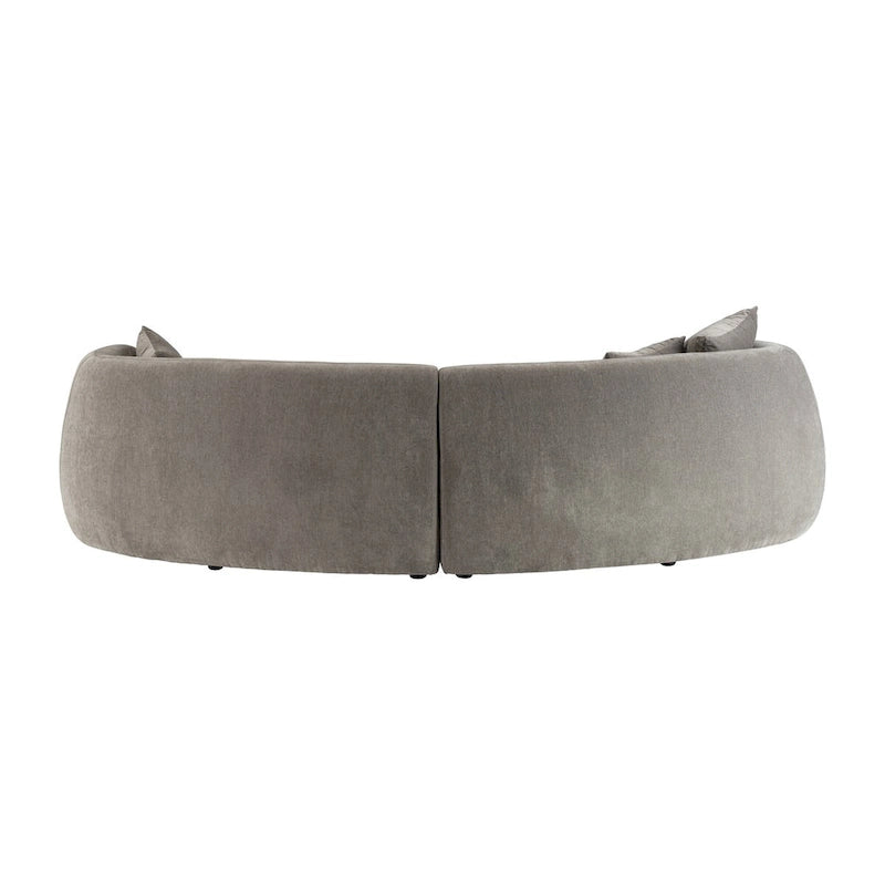 Divano Curvo Rettangolare Moderno Neutro a 4 Posti - 117 x 49 x 31