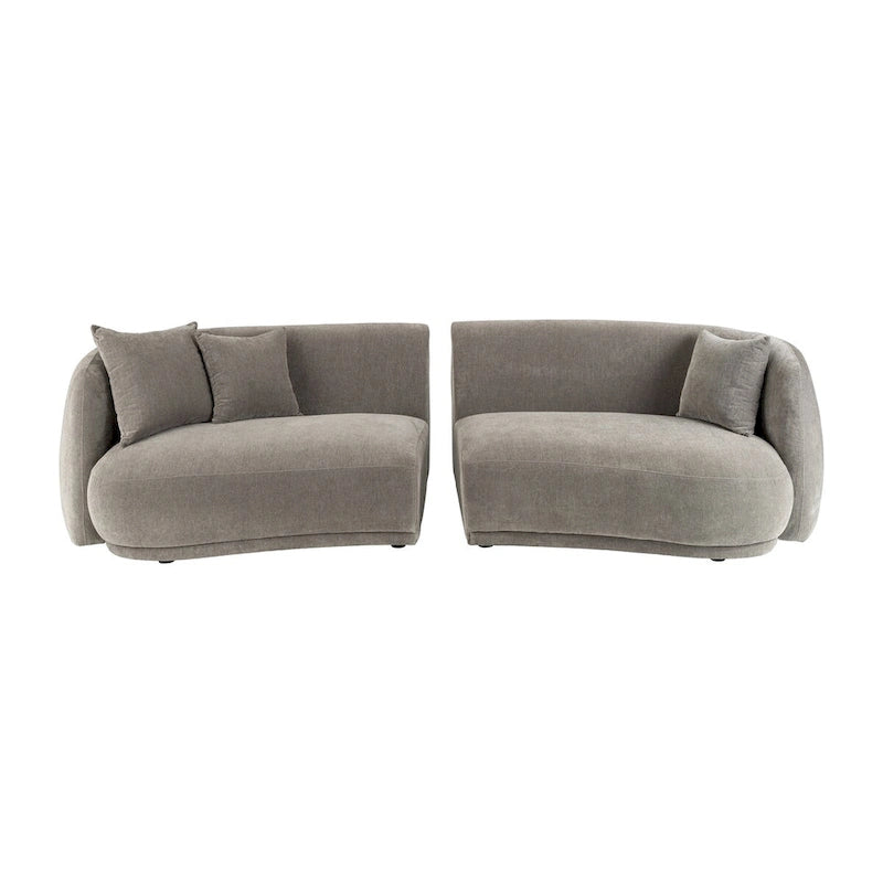 Divano Curvo Rettangolare Moderno Neutro a 4 Posti - 117 x 49 x 31