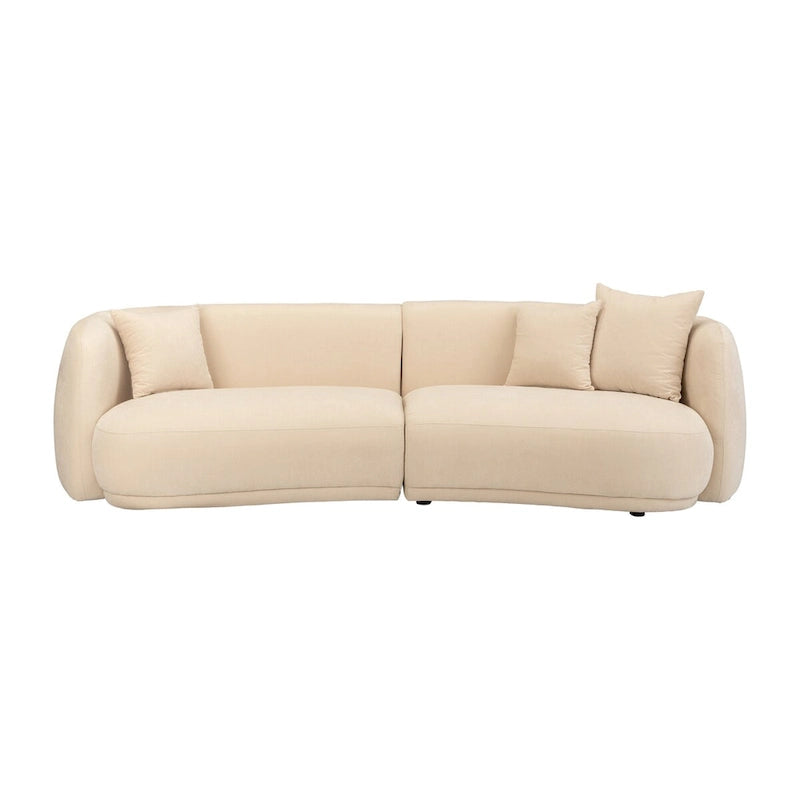 Divano Curvo Rettangolare Moderno Neutro a 4 Posti - 117 x 49 x 31