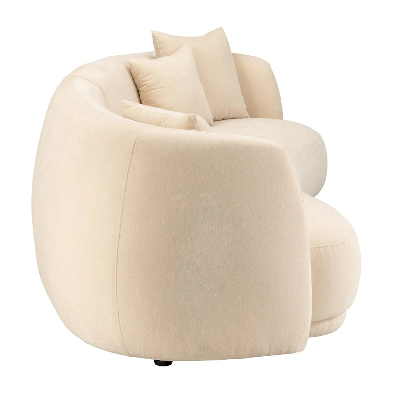 Divano Curvo Rettangolare Moderno Neutro a 4 Posti - 117 x 49 x 31