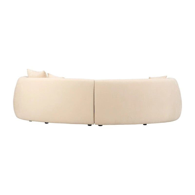 Divano Curvo Rettangolare Moderno Neutro a 4 Posti - 117 x 49 x 31