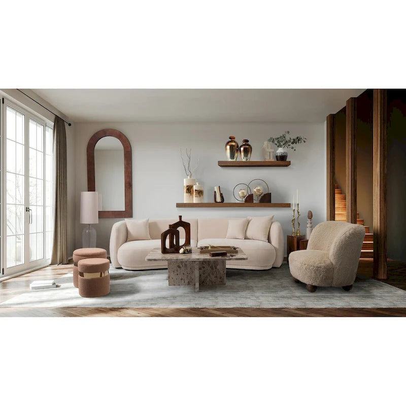 Divano Curvo Rettangolare Moderno Neutro a 4 Posti - 117 x 49 x 31