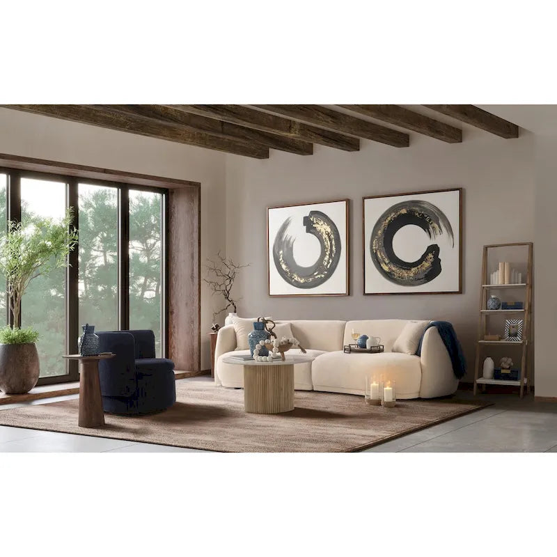 Divano Curvo Rettangolare Moderno Neutro a 4 Posti - 117 x 49 x 31