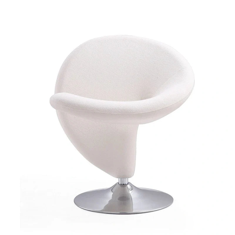 Manhattan Comfort Curl drehbarer Akzentstuhl aus Wollmischgewebe mit Chromgestell (2er-Set)