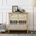 Credenza d'accento in legno con ante a specchio