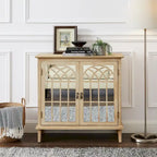 Credenza d'accento in legno con ante a specchio