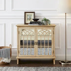  Wood Accent Cabinet with Mirrored Doors Sideboard Buffet