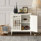 Credenza d'accento in legno con ante a specchio