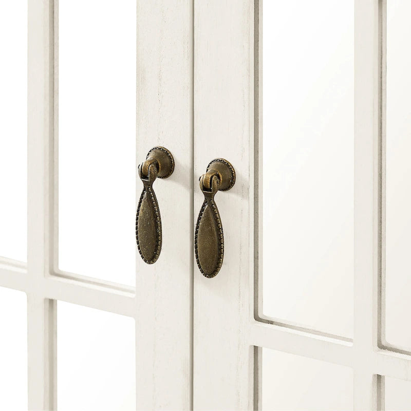 Credenza d'accento in legno con ante a specchio