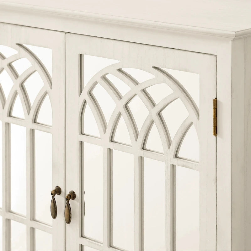 Credenza d'accento in legno con ante a specchio