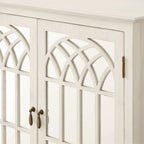 Credenza d'accento in legno con ante a specchio