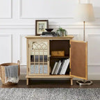 Credenza d'accento in legno con ante a specchio