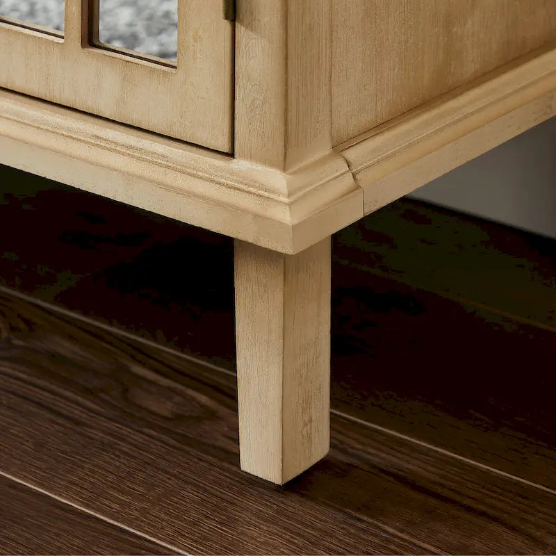 Credenza d'accento in legno con ante a specchio