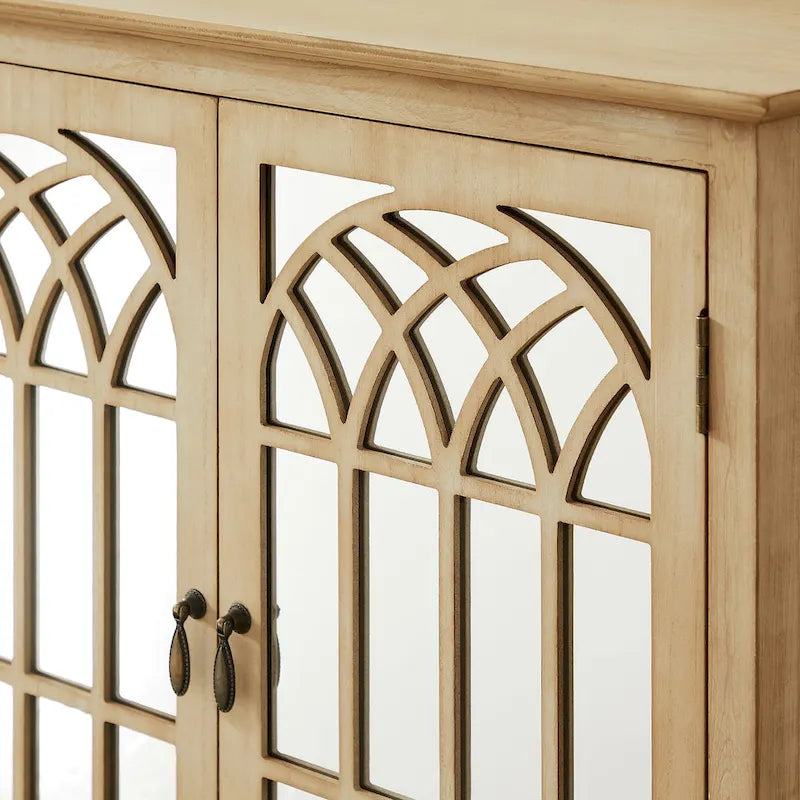 Credenza d'accento in legno con ante a specchio