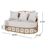Homan Outdoor-Tagesbett aus Polyrattan mit Kissen, Hellbraun und Beige