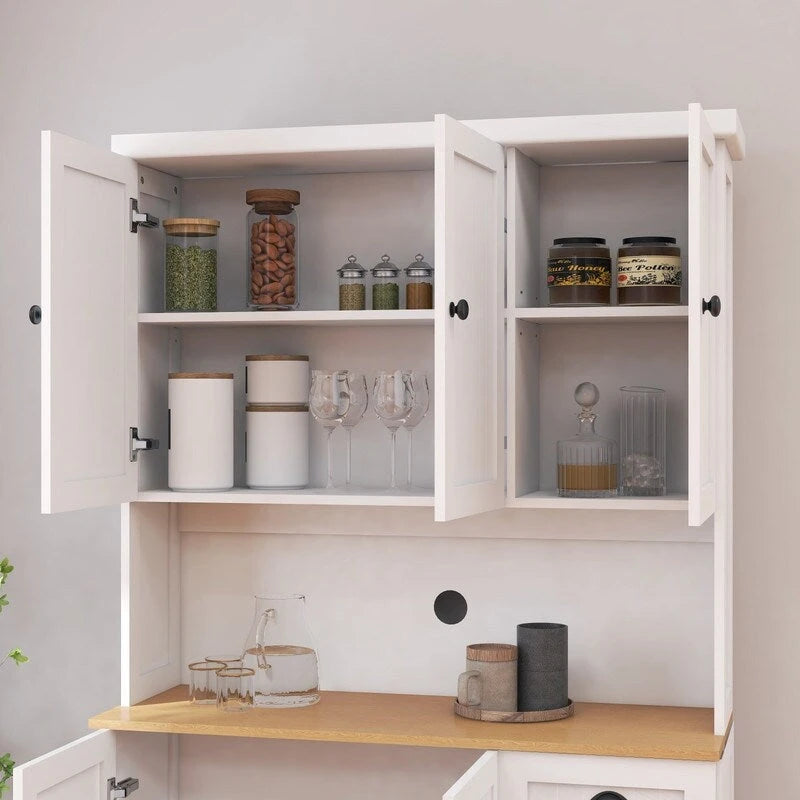 Dispensa da cucina a colonna con 6 ante, 1 cassetto e ripiani regolabili, 180 cm
