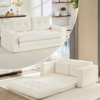 Canapé-lit futon convertible 2-en-1 Mjkone de 71 po, canapé deux places convertible pliable en tissu côtelé avec boutons capitonnés, gain de place