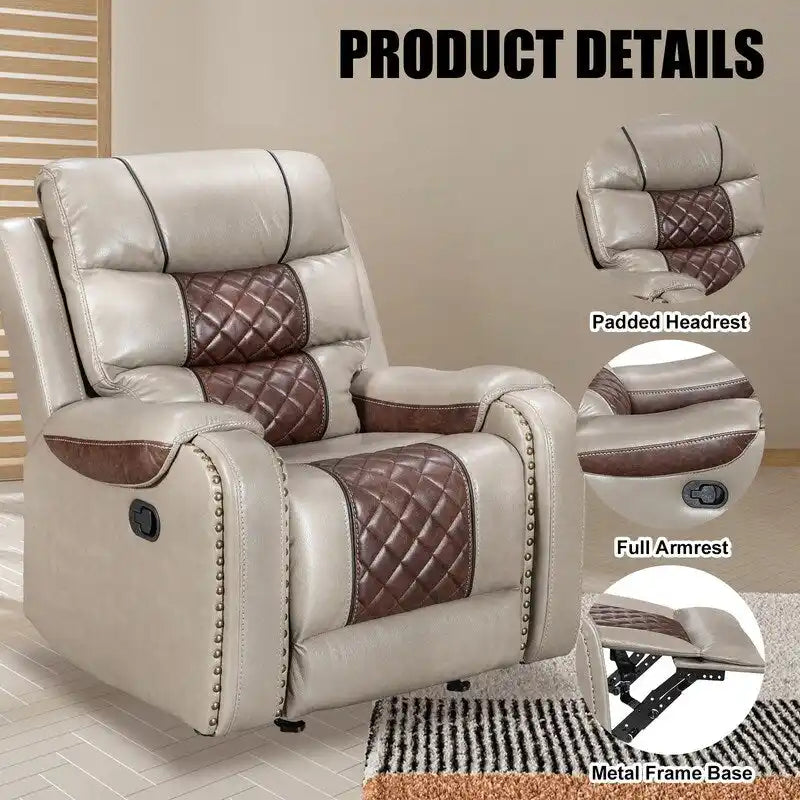 Fauteuil inclinable grand format en similicuir, design américain, pour le salon