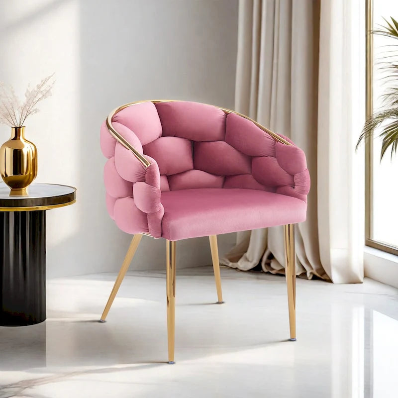 Poltrona d'accento di lusso fatta a mano con gambe dorate, poltrona moderna in velluto per soggiorno e camera da letto