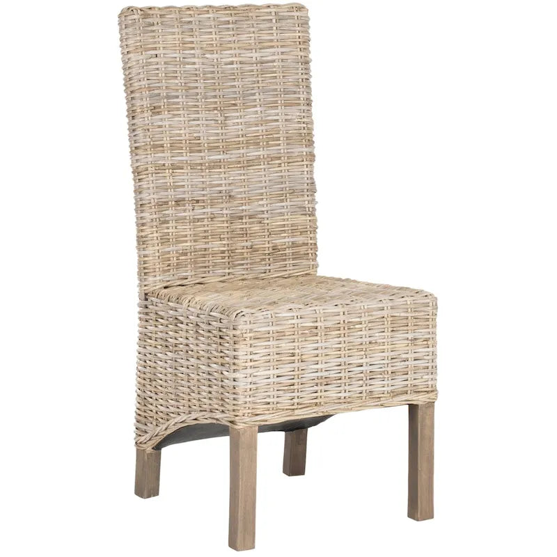 Conjunto de 2 cadeiras de jantar em vime natural 19W x 22D x 41H, estilo boho costeiro