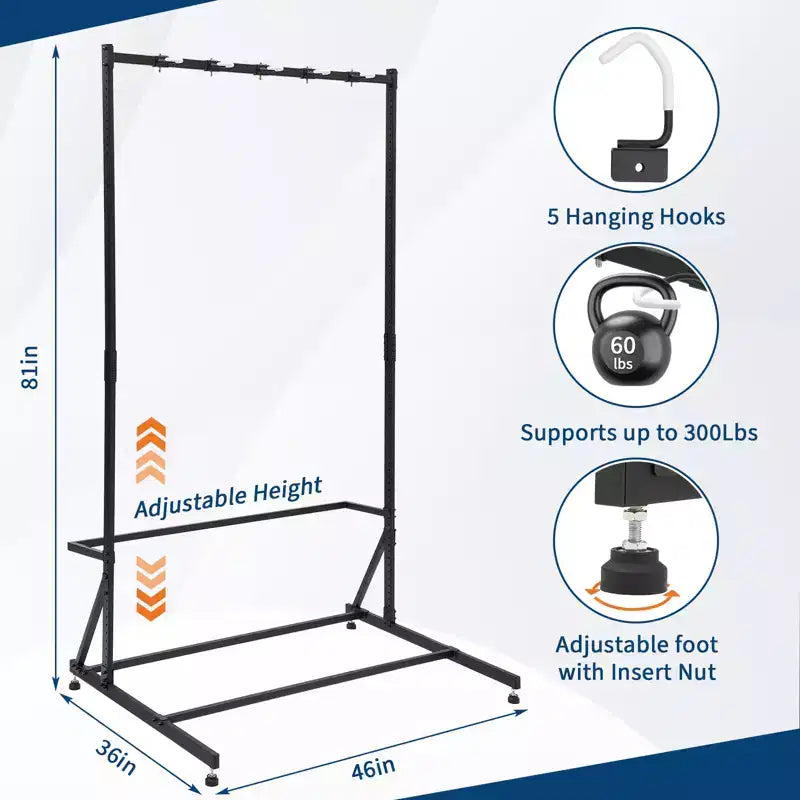Suporte de arrumação autónomo para 5 bicicletas, com capacidade robusta de 300 Lbs, organizador resistente para guardar bicicletas de forma segura e estável em jardins dianteiros e traseiros