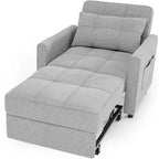 Rozkładany fotel do spania 3 w 1, rozkładana, regulowana i składana tapicerowana sofa wypoczynkowa
