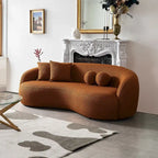 Sofá curvo Blaine de estilo Japandi, moderno e luxuoso, em tecido bouclé