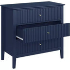 Comò Heynemo a 3 cassetti, comodino in legno verniciato alto 30 pollici con contenitore, ampia cassettiera moderna con guide a sfere