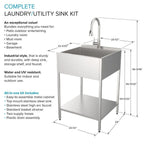 24-in W x 22-in D x 35-in H Edelstahl-Waschbecken und Waschtisch