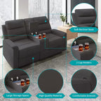 Beige-graues Relaxsofa aus Tech-Gewebe, 2-Sitzer, mit verstellbarer Rückenlehne und Fußstütze
