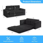 Canapé-lit futon convertible 2-en-1 Mjkone de 71 po, canapé deux places convertible pliable en tissu côtelé avec boutons capitonnés, gain de place