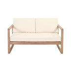 Gartenmöbel-Set aus Akazienholz, Outdoor-Sitzgruppe mit Couchtisch und weichen Polstern für Hinterhof, Veranda und Balkon, Beige – Merax
