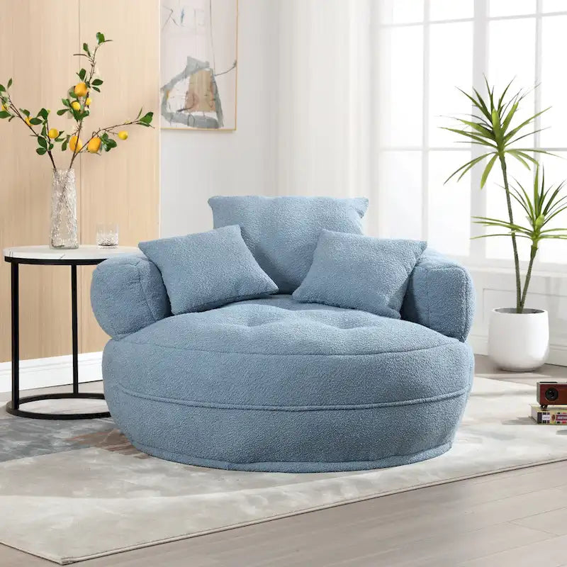 Runder Lazy-Sofa-Sessel -C Weiß/Blau/Grau/Gelb/Orange/Rosarot/Marineblau/Grün, Einzel- und Zweisitzer