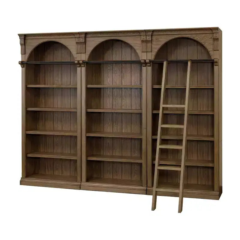 94dílná tradiční vysoká knihovní stěna, kolekce Stratton, hnědá - Martin Furniture