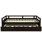 Letto da giorno allungabile con letto estraibile, letto da giorno in legno con letto estraibile