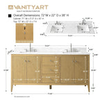 Mobile bagno Vanity Art 72 con doppio lavabo e piano in marmo composito