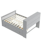 Letto a piattaforma Captain matrimoniale o singolo con 4 cassetti e ripiani contenitori, struttura in legno massello con testiera libreria contenitore
