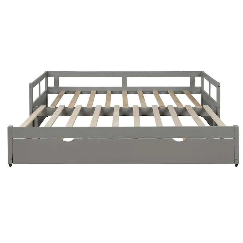 Letto da giorno allungabile con letto estraibile, letto da giorno in legno con letto estraibile