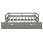 Letto da giorno allungabile con letto estraibile, letto da giorno in legno con letto estraibile