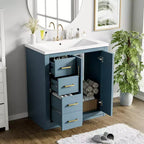 Badkamermeubel voor enkele wastafel van 30 met kast en 3 laden - zwart / blauw / groen / indigo / wit