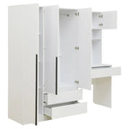 3-in-1-Kleiderschrank mit Schminktisch, Schreibtisch-Set, Schlafzimmerschrank mit 2 Schubladen, 3 Türen und Stauraum