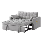 Sofá-cama de 2 lugares 4 em 1 com braços e bolsos de arrumação, sofá-cama extraível multifunções com encosto ajustável