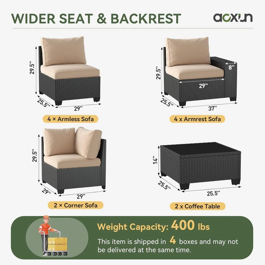 Ensemble de mobilier de terrasse extérieur avec coussins épaissis de 10 cm