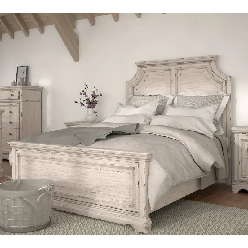 Conjunto de quarto Palisade de 5 peças, branco antigo