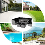 Costway 7-teiliges Dining-Set aus Polyrattan für die Terrasse mit Ecksofa, Couch und Hocker – Details anzeigen