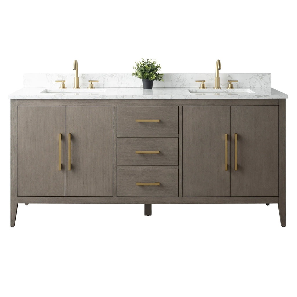 Mobile bagno Vanity Art 72 con doppio lavabo e piano in marmo composito