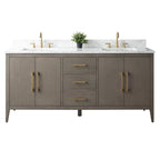 Mobile bagno Vanity Art 72 con doppio lavabo e piano in marmo composito
