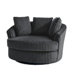 Fauteuil pivotant tonneau surdimensionné de 43 W en velours côtelé moelleux avec accoudoirs encastrés