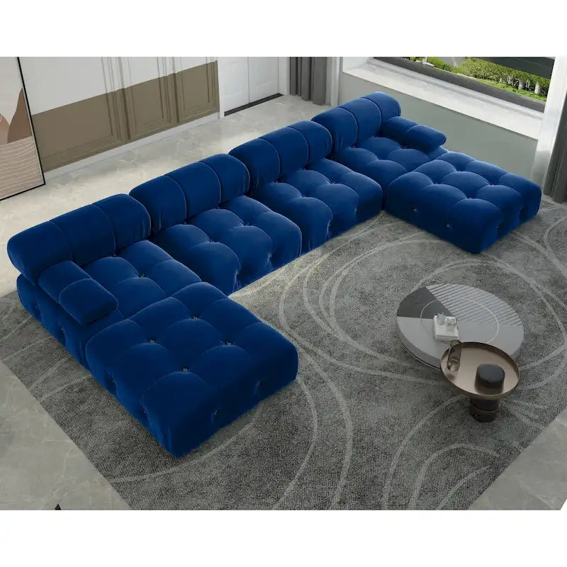 138' umbaubares modulares Ecksofa, U-förmige minimalistische Samtsofas